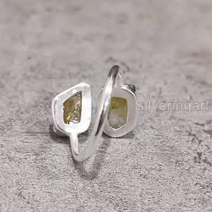 Bague pour femme en argent sterling 925, pierre précieuse citrine naturelle, pierre de naissance de novembre, double pierre, bijoux faits à la main pour Noël - Product Image 6