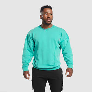 Pierre lavé col rond polaire français éponge manches longues sweat lourd 450 Gsm pull en détresse délavé sweat hommes - Product Image 1