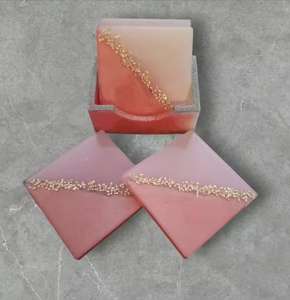 Dessous de verre en bois et résine pour boissons Sous-verres en résine de luxe Bureau Café Salle à manger Sous-verre à thé personnalisé - Product Image 4