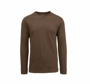 Men's Solid Casual Polyester/Cotton Breathable Regular Fit Long Sleeve V-Neck <b>Tee</b> (S-2XL) - Product Image 4