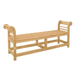 Banc d'extérieur Hammond en teck massif avec coussin et finition naturelle pour cour, villa, parc - Product Image 1