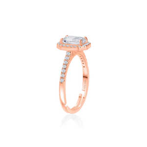 Bague Halo Ajustable en Diamant Américain de 1.5 Carats Couleur Or Rose - Product Image 3