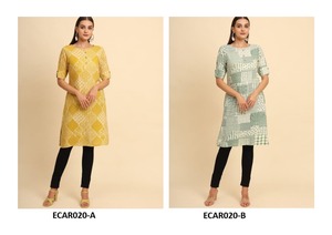 Top de algodón indooccidental-Rayón Kurti para mujer, Ropa Étnica ligera y ventosa, perfecta para un clima cálido - Product Image 5