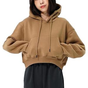 เสื้อครอปมีฮู้ดสำหรับผู้หญิงผ้าฝ้ายเทอร์รี่มีฮู้ดปรับแต่งได้เสื้อผ้าแนวสตรีทพลัสไซส์ - Product Image 3