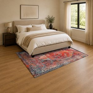 <b>RUGS</b> DEPOT LXDP-0995 Wholesale Red <b>Burgundy</b> Traditional Oriental Digital Printed Machine Washable Chenille Area <b>Rug</b> Non Slip - Product Image 3