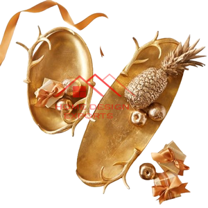 Bandeja para servir alimentos de Metal con acabado plateado de diseño martillado para el hogar, Hotel y restaurante, bandeja para servir bebidas - Product Image 5