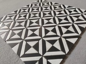 Mosaico de Mármol Blanco <span class=keywords><strong>y</strong></span> Negro con Diseño Único e Irregular, Corte por Chorro de Agua, <span class=keywords><strong>para</strong></span> Paredes de Cocina <span class=keywords><strong>y</strong></span> Baños - Product Image 3