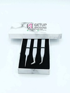 Pince à cils professionnelle en acier inoxydable, nouvelle version russe, à poudre blanche, antistatique, à dents, 45 degrés, pour volume, vente en gros - Product Image 5