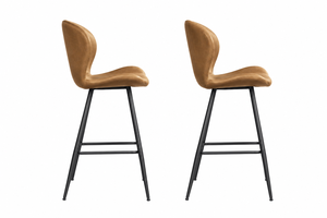 Lot de 2 tabourets de bar modernes en cuir PU avec base en métal, chaises hautes industrielles pour bar à domicile - Product Image 4