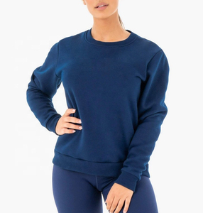Sudadera corta de gran tamaño con dobladillo elástico en relieve para mujer con logotipo personalizado y cuello redondo para entrenamiento deportivo para mujer - Product Image 3