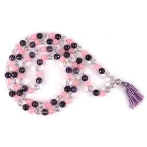 Collier de guérison en cristal - Mala en quartz rose, améthyste et quartz clair pour l'esprit, le corps et l'âme - Product Image 5