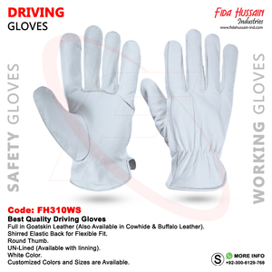 Guantes de conductor en cuero de piel de cabra en estilo pulgar redondo Guantes de trabajo de seguridad industrial sin forro con máxima protección - Product Image 6