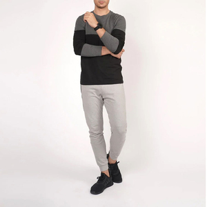 Qualité supérieure 100% coton respirant personnalisé hommes survêtements deux pièces plaine pull sweat ensemble col rond grande taille - Product Image 2