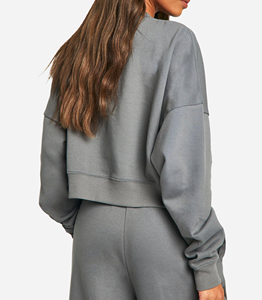 Sudadera de mujer de manga larga de Algodón 100% con logotipo personalizado de alta calidad, sudadera informal Lisa transpirable sostenible - Product Image 2