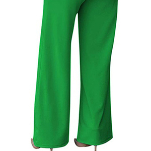 Taille haute col rond décontracté automne respirant ceinture sans manches Spandex/coton saut costume plaine couleur verte Sport femmes une pièce - Product Image 5