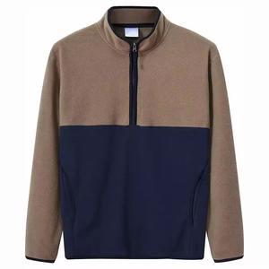 Sudadera de Forro Polar Tejido a Crochet de Manga Larga con Media Cremallera para Hombre, Estilo Vintage, Casual, Deportiva, para Entrenamiento, con Cuello Alto, para Invierno - Product Image 1