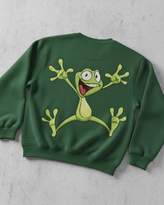 Sweat-shirt brodé en gros, design personnalisé, motif de grenouille de dessin animé, pull décontracté unisexe pour les acheteurs en gros - Product Image 2