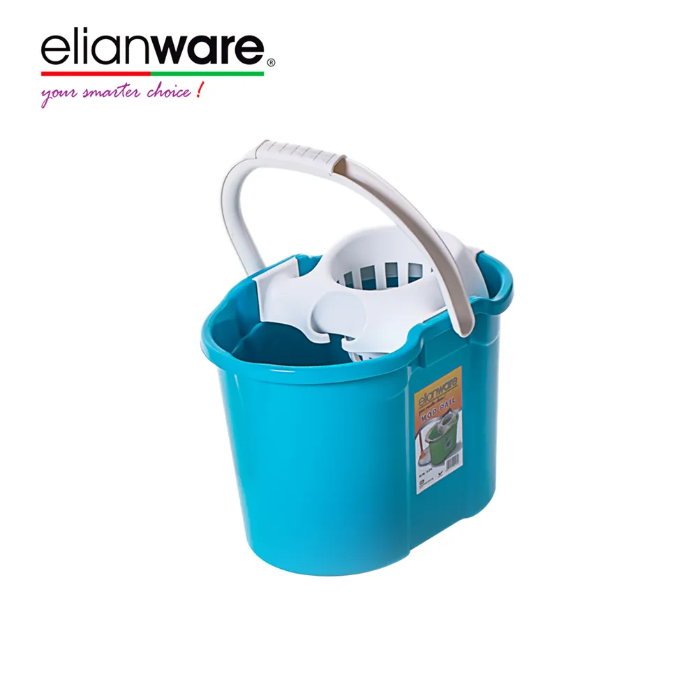 Elianware-Herramientas de limpieza de suelo para el hogar, Cubo de plástico con ruedas y mango de Pedal, cubo giratorio para Baño