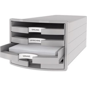 Light Gray Desktop Organizer with 4 Polystyrene <b>Drawers</b> for A4 & C4 <b>Filing</b> HAN IMPULS - Product Image 3