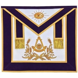 Premium Quality Purple <b>Leather</b> Masonic <b>Apron</b> Kit with Embroidered Logo - Product Image 1