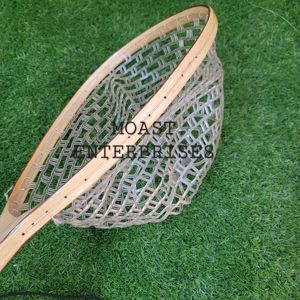 Filet d'atterrissage de pêche à la mouche en plein air Filet à truite Cadre en bois avec filet en caoutchouc Filet coulé à la main Thor Filet de pêche à la truite - Product Image 1