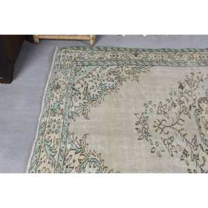 Alfombra turca Vintage área grande 5,4 X 8.6ft forro de látex de lana verde Patchwork para adolescentes estilo Rectangular-modelo 'habitación' - Product Image 5