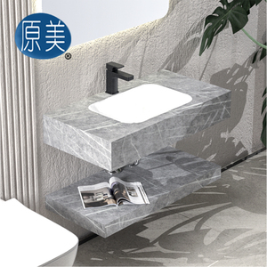 Cuvette rectangulaire flottante moderne en marbre et ardoise, comptoir en céramique, meuble de toilette mural <span class=keywords><strong>pour</strong></span> salle de bain, <span class=keywords><strong>miroir</strong></span> <span class=keywords><strong>pour</strong></span> villa de ferme - Product Image 2