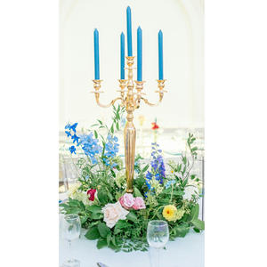 Candélabre indien artisanal en métal aluminium cristal argent Nickel dernière conception 5 flammes taille personnalisée pour hôtels mariage - Product Image 1