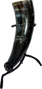 <b>Viking</b> Drinking Horn Carved Metal Stand Stylish Animal Design Nautical <b>Cups</b> Christmas Gift for Men and Women Natural Crafts - Product Image 3