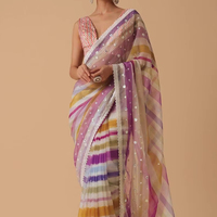 Sarees georgette à broderie florale complexe et bandanas ethniques nouvelle collection avec motif floral