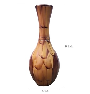 Vase à fleurs en bois pour table / pot pour décoration intérieure, idéal pour les fleurs artificielles dans le salon (taille - 10 pouces / 25,4 cm) - Product Image 5