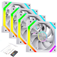 Kit de 4 ventilateurs de boîtier PC XINMAI blancs 120 mm ARGB PWM avec télécommande, ventilateurs de refroidissement RGB silencieux 5V 3 broches pour PC de jeu
