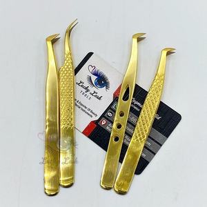 แหนบสำหรับต่อคิ้วขนตาแบบเส้นใยทองฉลากตามสั่งทำจากสเตนเลสสตีลใช้เพื่อความสวยงาม - Product Image 2