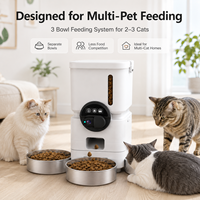 Distributeur automatique intelligent pour chats 6L avec caméra pour 3 chats, 3 bols, application WiFi, alimentation lente, 2.4G 5G OEM ODM