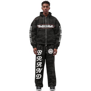 Survêtement 100% coton de haute qualité pour hommes, séchage rapide et respirant, imprimé solide, coupe-vent et grande taille, ensemble d'hiver pour adultes - Product Image 1