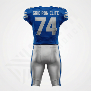 Ensemble d'uniformes de football américain de couleur noire 100% polyester Kit d'uniformes de football américain Numéro d'équipe Vêtements de performance professionnels - Product Image 2