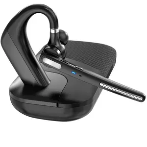 Casque d'écoute Bluetooth mono sans fil avec étui de rangement Vente en gros d'usine Casque d'écoute Bluetooth noir OEM QCC3020