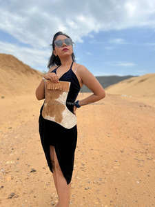 Véritable cuir de fourrure de vachette fait à la main bas de Noël garniture en cuir avec franges rustique Boho décor à la maison bas d'arbre de Noël - Product Image 3