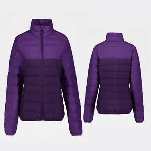 Kualitas tinggi jaket bulu angsa wanita jaket Puffer standar jaket Bomber rajutan wanita musim dingin sejuk kantong OEM