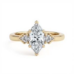 Bague de fiançailles élégante en or 10 carats avec diamants latéraux pour les occasions de mariage ou de fête des femmes - Product Image 1