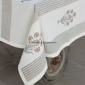 Floral Indian Cotton <b>Linen</b> Hand Block Printed <b>Table</b> <b>Cloth</b> 4 Seater, 6 Seater and 8 Seater - Product Image 3