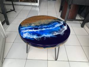 MESAS DE CENTRO DE ALTA CALIDAD MESA DE RESINA MUEBLES CONCEPTO OCEANO AZUL PERSONALIZADO RESINA CON MADERA DE TECA - Product Image 5
