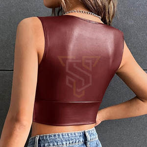 Haut en cuir coréen sans manches respirant coupe-vent de qualité supérieure pour les femmes - Product Image 6