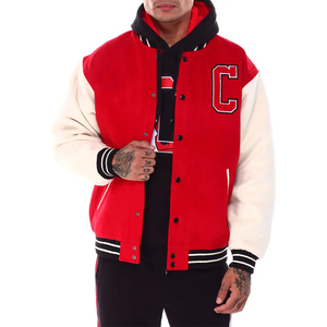 Vestes universitaires en toile sur mesure, style décontracté oversize, mode hiver, col montant, style baseball, réversibles, pour hommes - Product Image 1