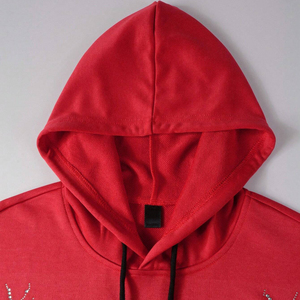 Sweat à capuche personnalisé respirant en molleton 100 % coton de qualité supérieure du fabricant, avec logo en strass sur la poitrine, idéal pour l'hiver - Product Image 2