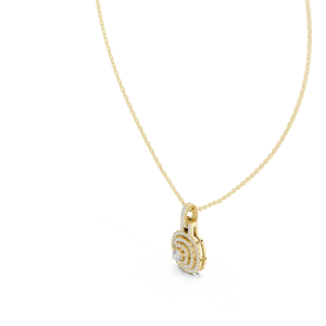 18K Luxury <b>Rose</b> <b>Gold</b> Round Halo <b>Pendant</b> <b>Necklace</b> with Diamonds for Women - Product Image 5