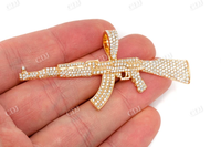 Nouveau Pendentif AK47 Hip Hop en Diamant Naturel, Or 14K, Breloque de Haute Qualité pour Fiançailles, Fêtes, Anniversaires et Mariages