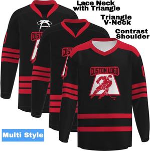 Sublimación personalizada bordada conjunto de Jersey de hockey sobre hielo para adultos jóvenes personalizado impreso cosido práctica ropa deportiva OEM - Product Image 2