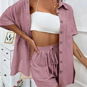 Conjunto de 2 piezas al por mayor de alta calidad, chándales de mujer de diseño elegante de tendencia, chándales ligeros de algodón 100% - Product Image 6