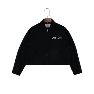 Abrigo de invierno de manga larga con cremallera de sarga de algodón de estilo callejero personalizado para hombre con estampado de manga larga con botones de diseñador - Product Image 1